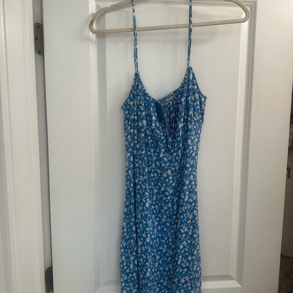 Reformation Sky Blue Floral Dress